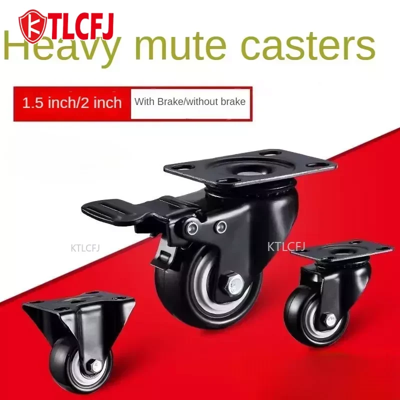 

KTLCFJ 4PC 1.5/2inch Universal Furniture Casters Directional Brake Wheels Smooth 360 Degree Rotate Mute Rollers Load70kg