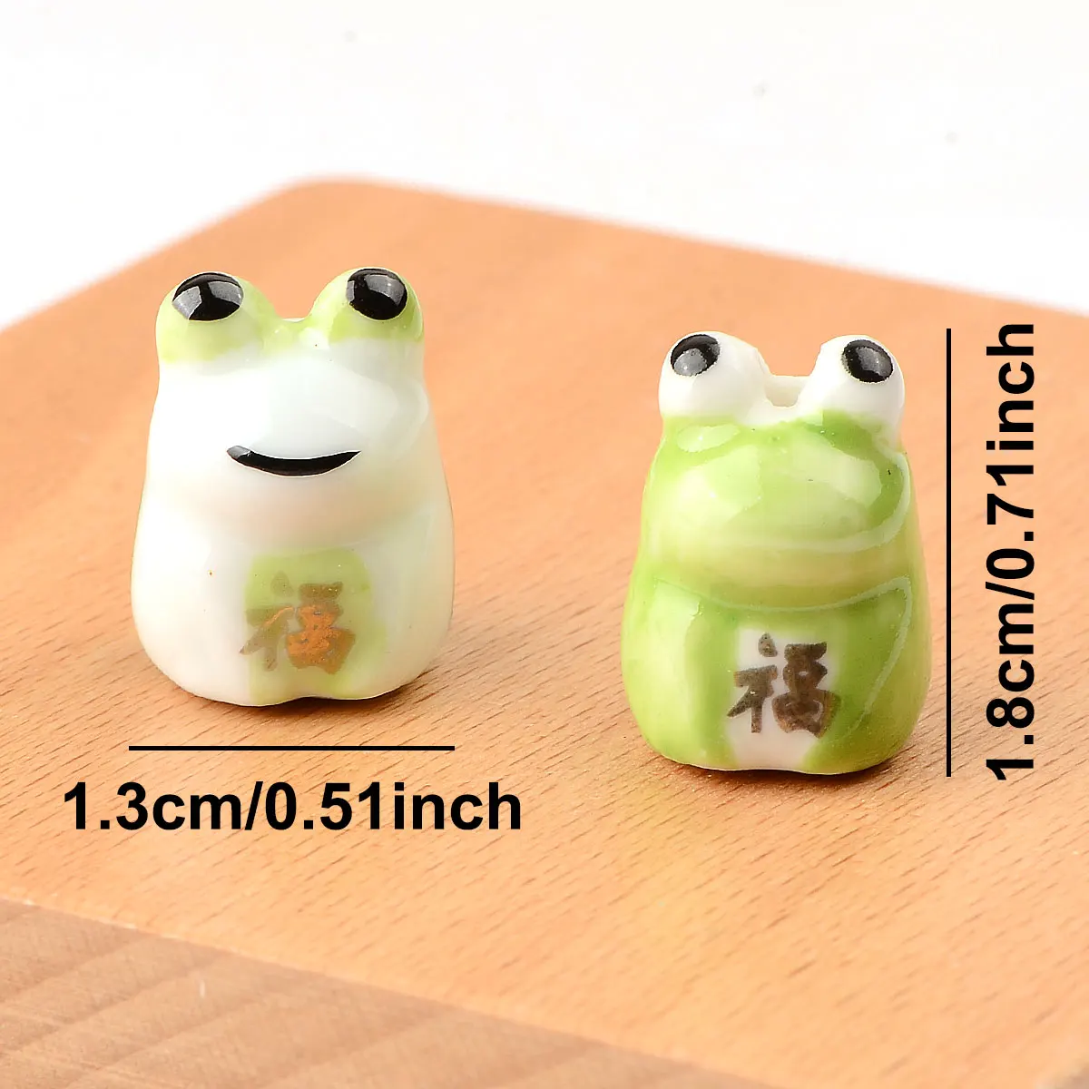 4pcs 1.3x1.8cm Creative Handmade Painted Frog Ceramic Beads Spacer Beads for Jewelry Making DIY Charm Pendant Bracelet