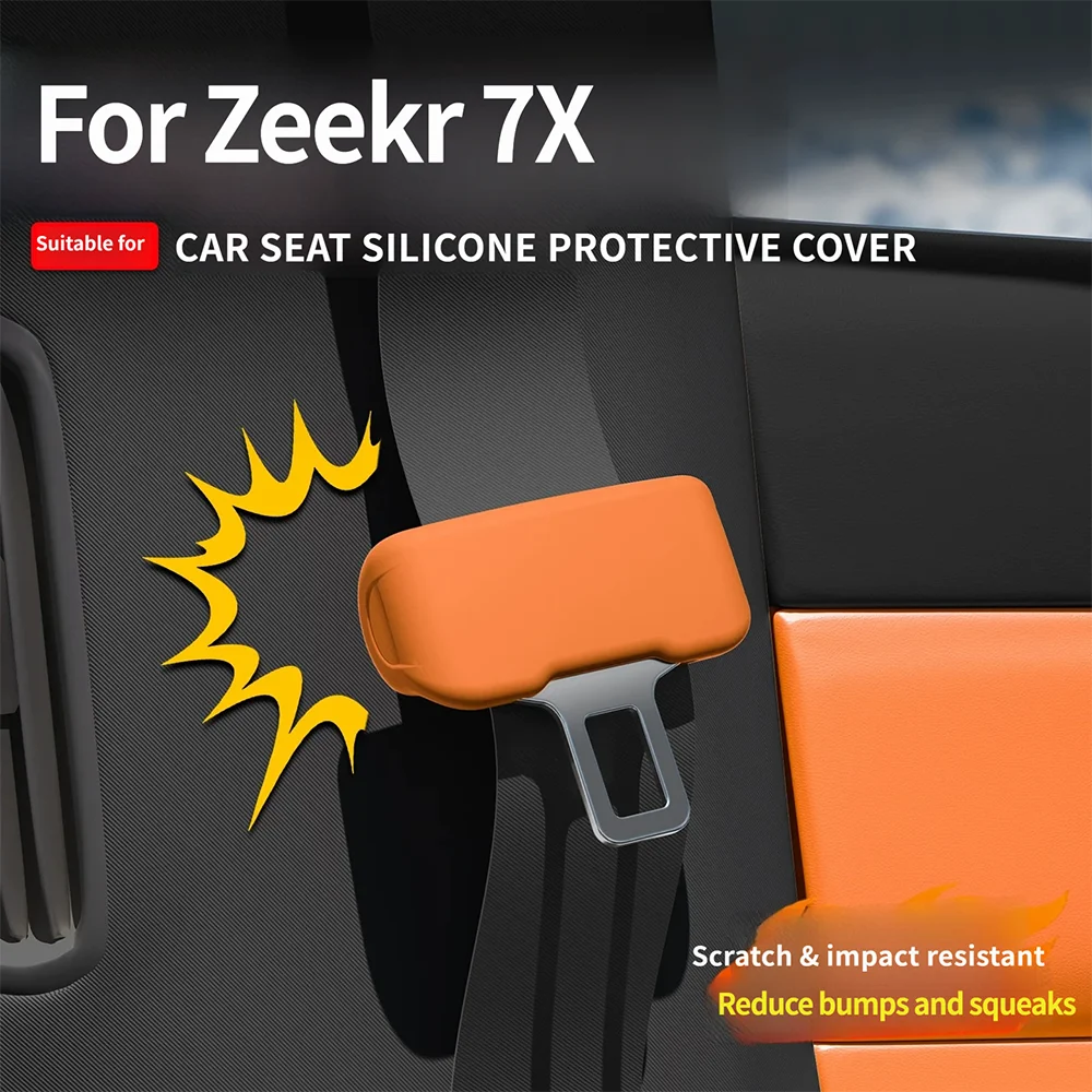 For ZEEKR 7X 2025 2026 Seat Belt Buckle Silicone Cover Protector Anti-collision Design, Noise Reduction Car Interior Accessories