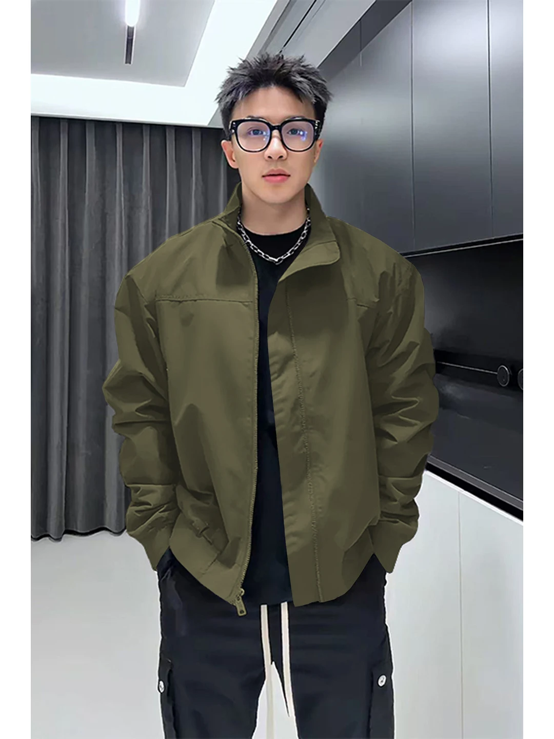 

Military een Pilot Jaet Men's Autumn Tee-Proof Stand Collar Workwear Coat American Hard Man Sle Loose Fit Casual Jaet