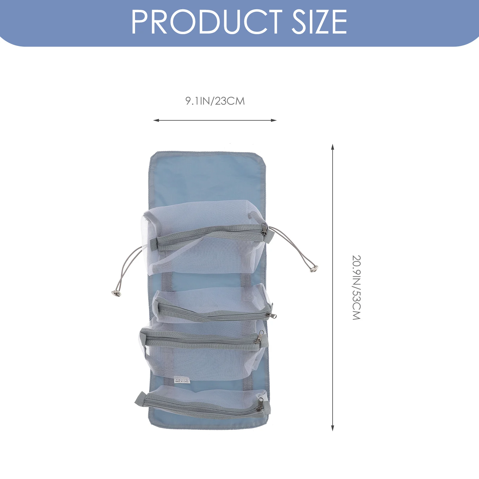 

Tote Bag Multifunctional Travel Makeup Unfolding Hanging Toiletry Wash Handbag Roll-Up Blue Organizer