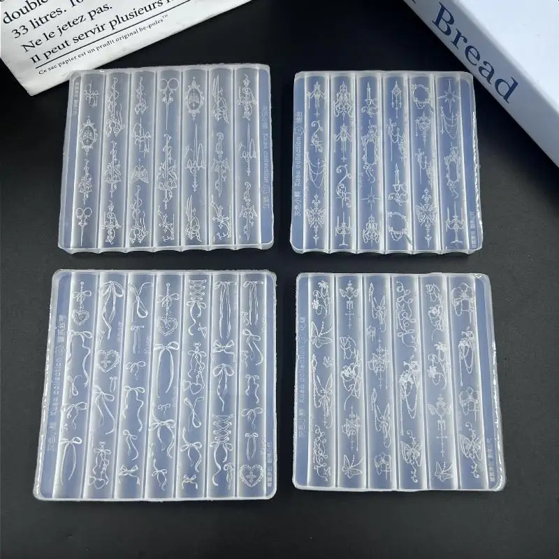 1Pcs Retro -style Nail Mold With Lace Ribbons, Candlestick, And Butterfly Transformation Nail Art Accessories;