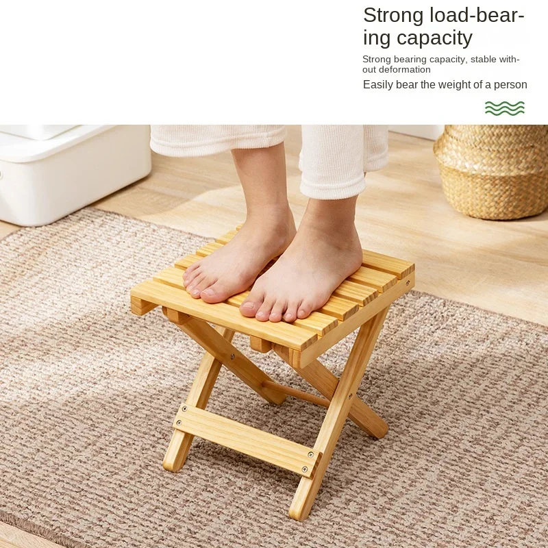 

Outdoor Small Folding Stool Portable Wooden Stool Chair Lightweight Fold-up Step Stool Heavy Duty Foot Rest For Hiking Folding