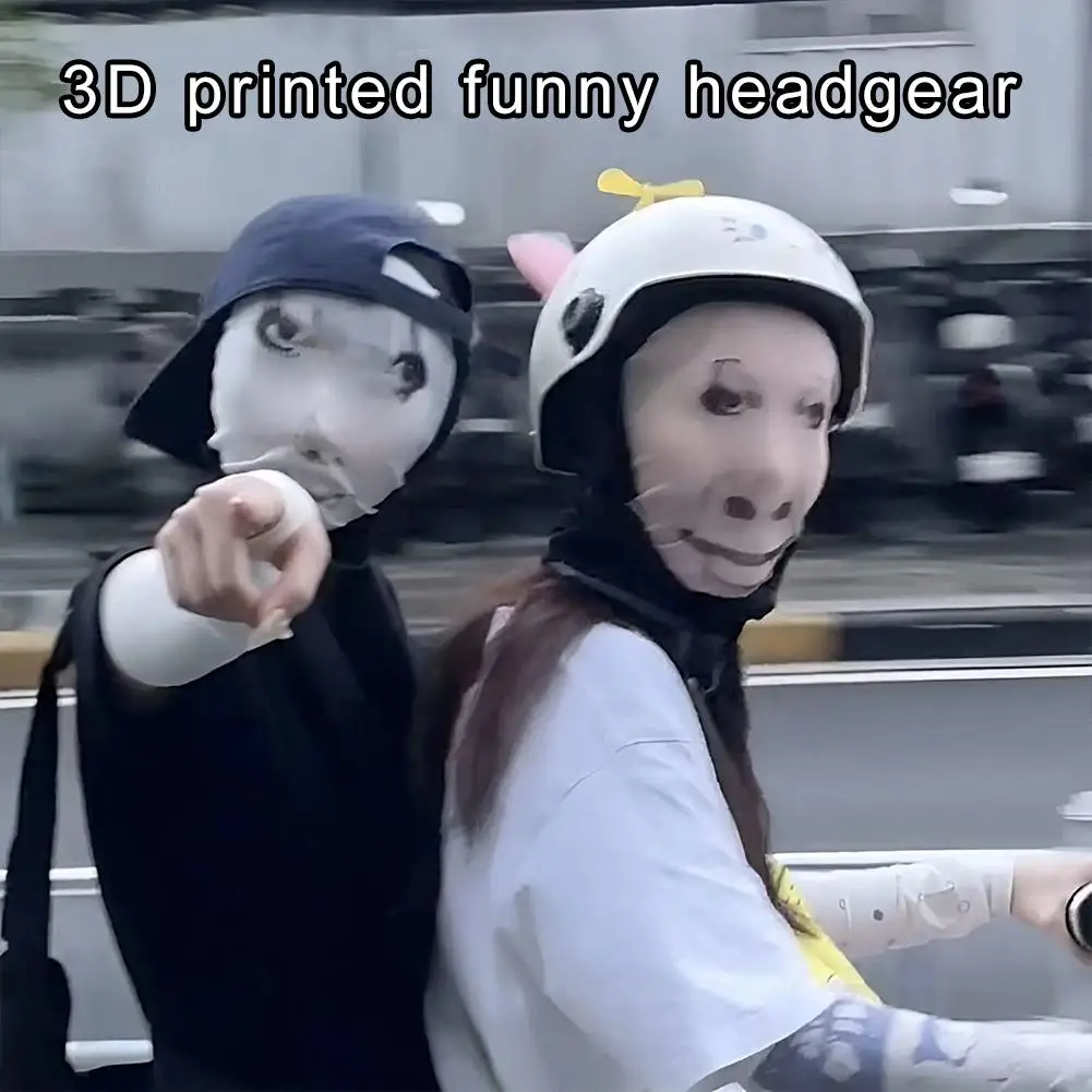 New 3D Printed Funny Meme Mask Elastic Mesh Full Face Mask for Unisex Cosplay Headwear Party Simulation Balaclava Hat Headgear