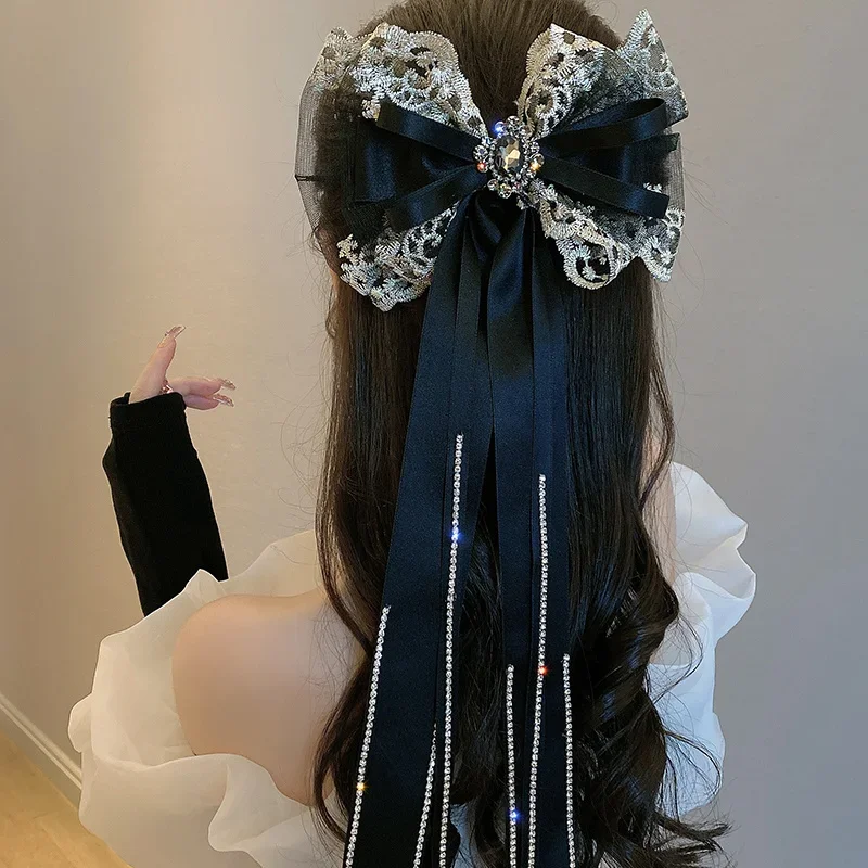 2024 Coreano Nappa di Cristallo Fermagli Per Capelli per Le Donne Ragazze Tessuto Arco Forcelle Clip di Primavera Elegante Barrette Copricapi Accessori Per Capelli