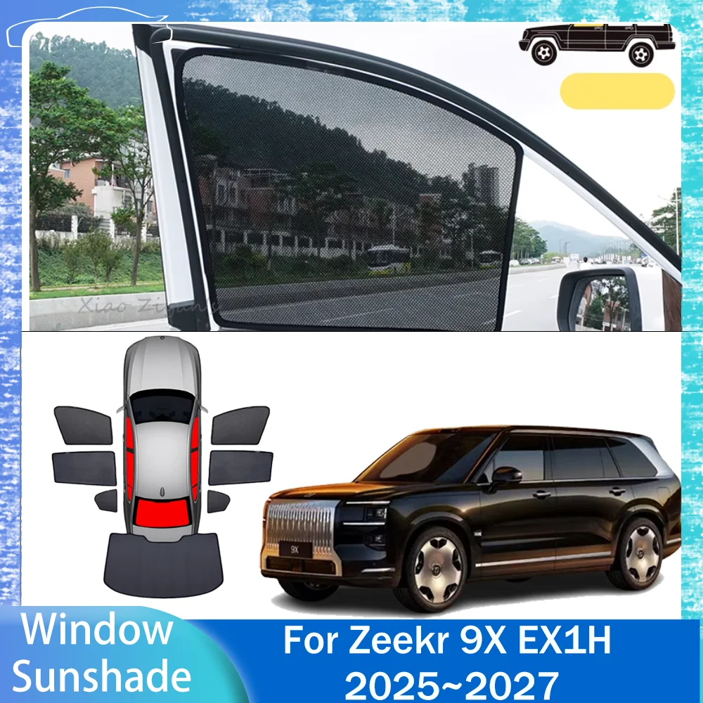 

Для Zeekr 9X EX1H 2025~2027 2026: Магнитная сетчатая солнцезащитная шторка для боковых окон автомобиля, защита от солнца, аксессуары для интерьера