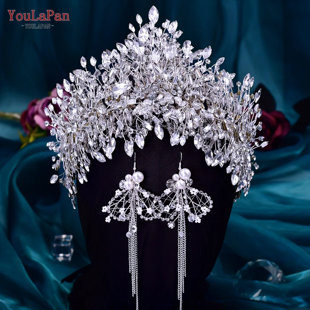 TOPQUEEN HP372 Pha Lê Cưới Thái Cô Dâu Phụ Kiện Tóc Băng Đầu Nữ Hoàng Tiara Mũ Cô Dâu Mũ Đội Đầu Nữ Tóc Vật Trang Trí