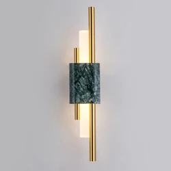 Green Marble Wall Light Luxury Golden Decor Bedside Lamp Led 8W Living Room TV Background Hotel Lobby Corridor Staircase Sconce