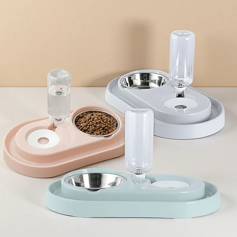 Anti Ant Circular Pet Double Bowl, Leak Proof Dog Cat Food Water Bowl, Washable Non Spill Feeding Drinking Basin Pet Daily