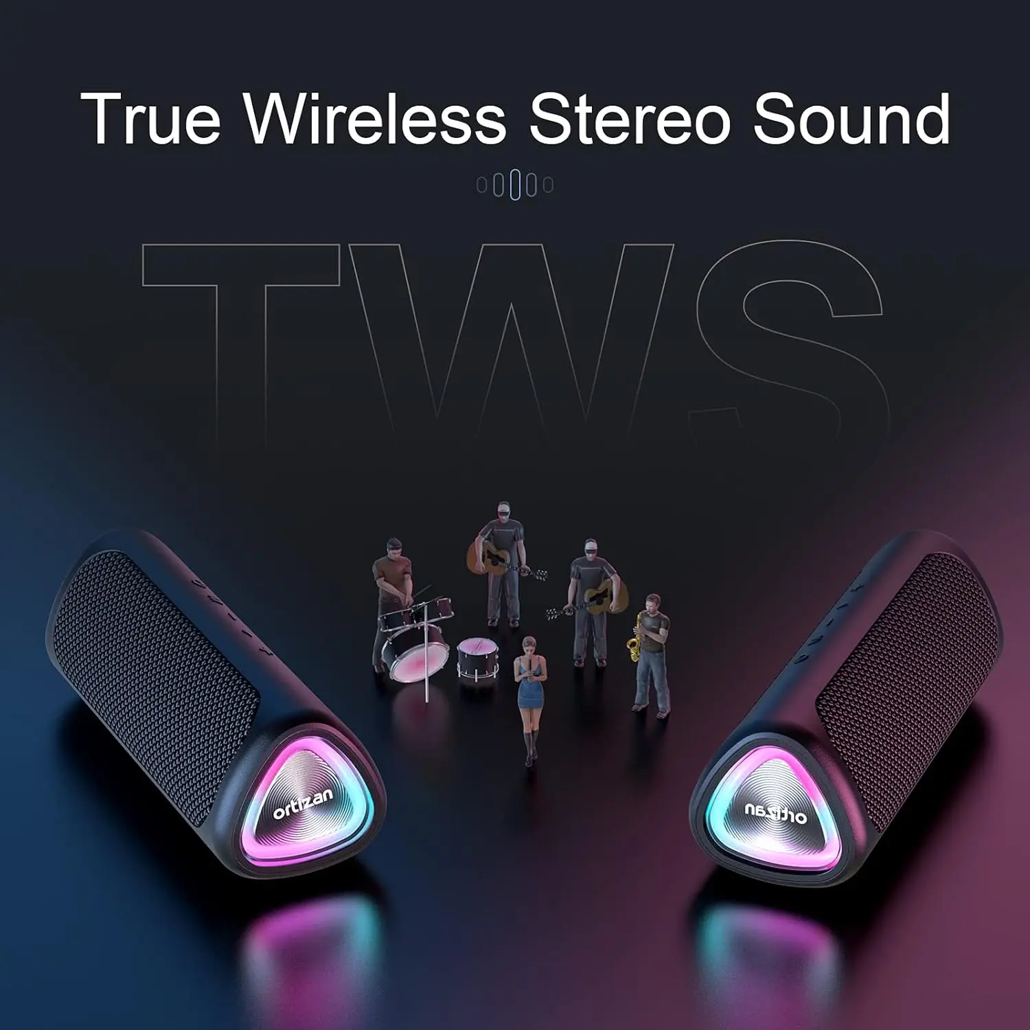 مكبر صوت بلوتوث خارجي من Ortizan M7، مكبر صوت بلوتوث 5.3 بقوة 24 وات، مقاوم للماء IPX7، بطاقة Micro SD، مدخل AUX، ضوء RGB #6