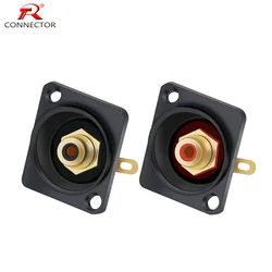 2pcs Female RCA Panel Mount Chassis Socket Connector, Excellent quality, Black Female Socket, Red&Black Colors Available