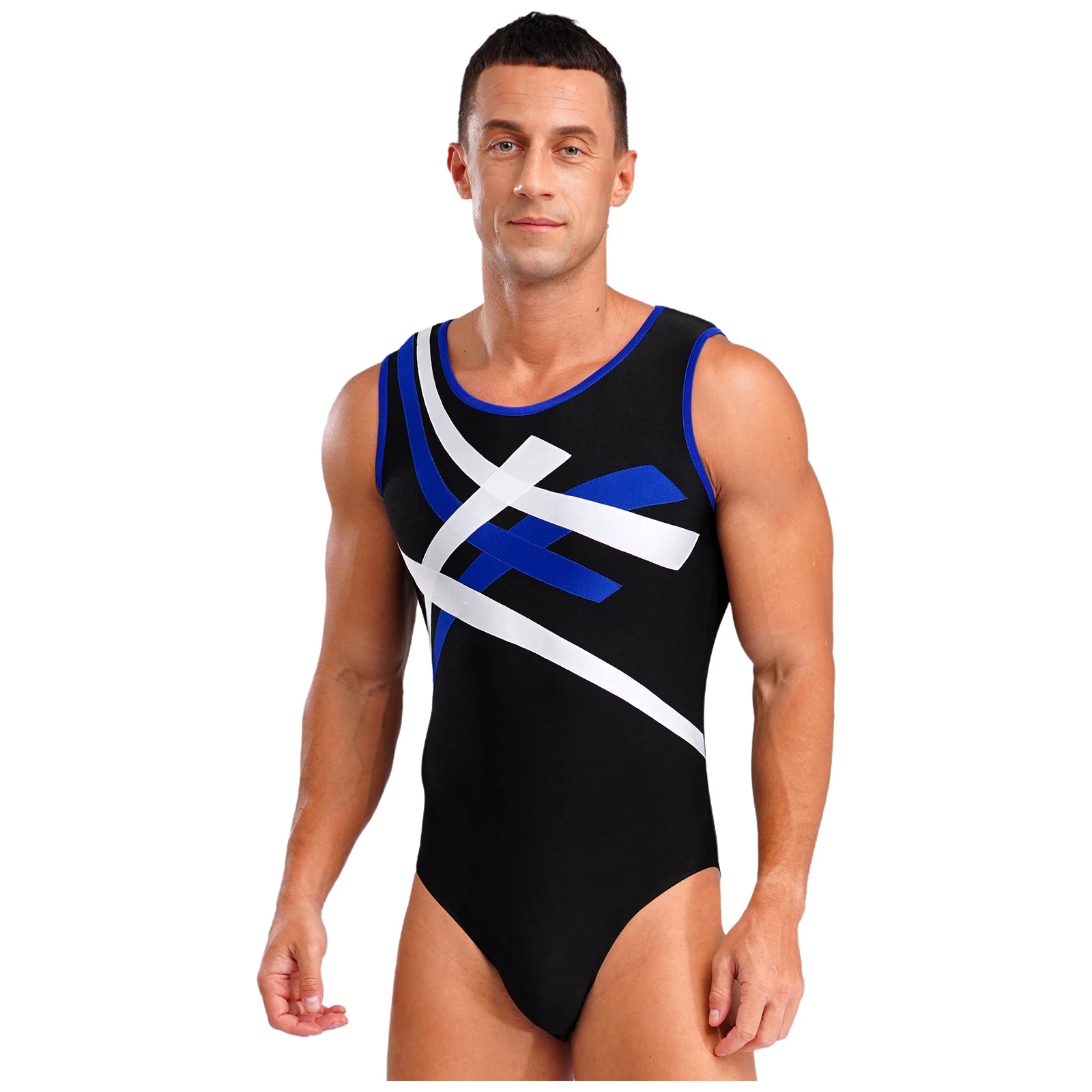 Männer Akrobatische Trikot Overalls Training Kostüm Workout Bodys Fitness Sportlich Patchwork Ballett Tanz Gymnastik Body