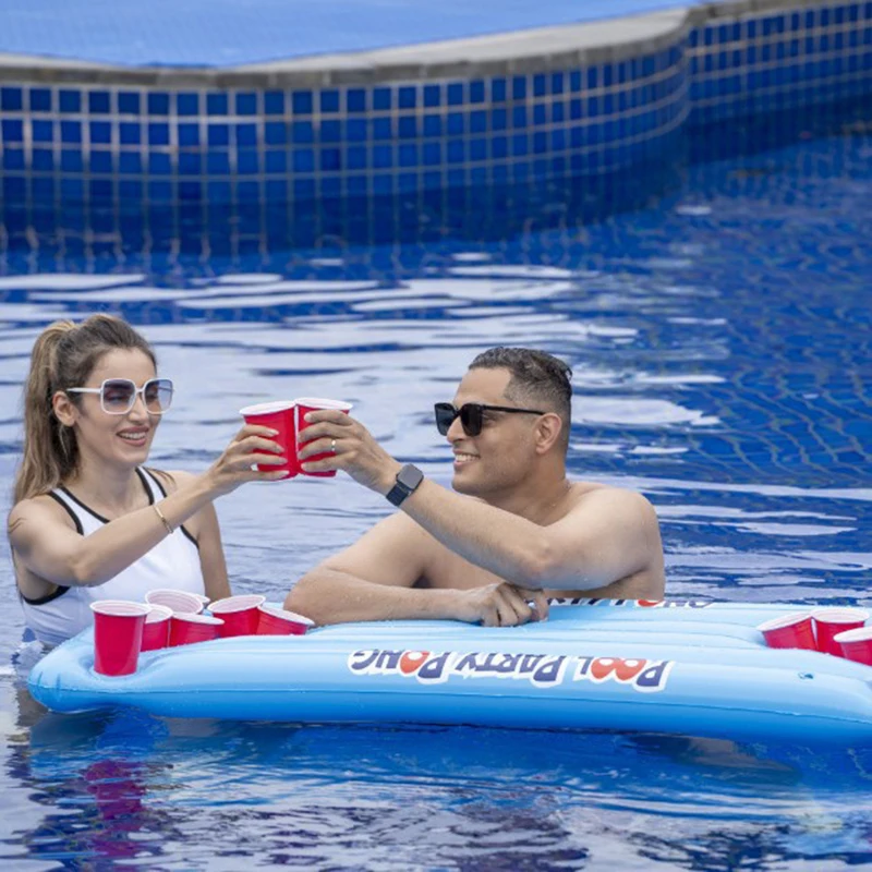Inflatable Floating Row Table Tennis Game Table Water Entertainment Trough Beer Table Game PVC Inflatable Swimming Buoyancy Rods