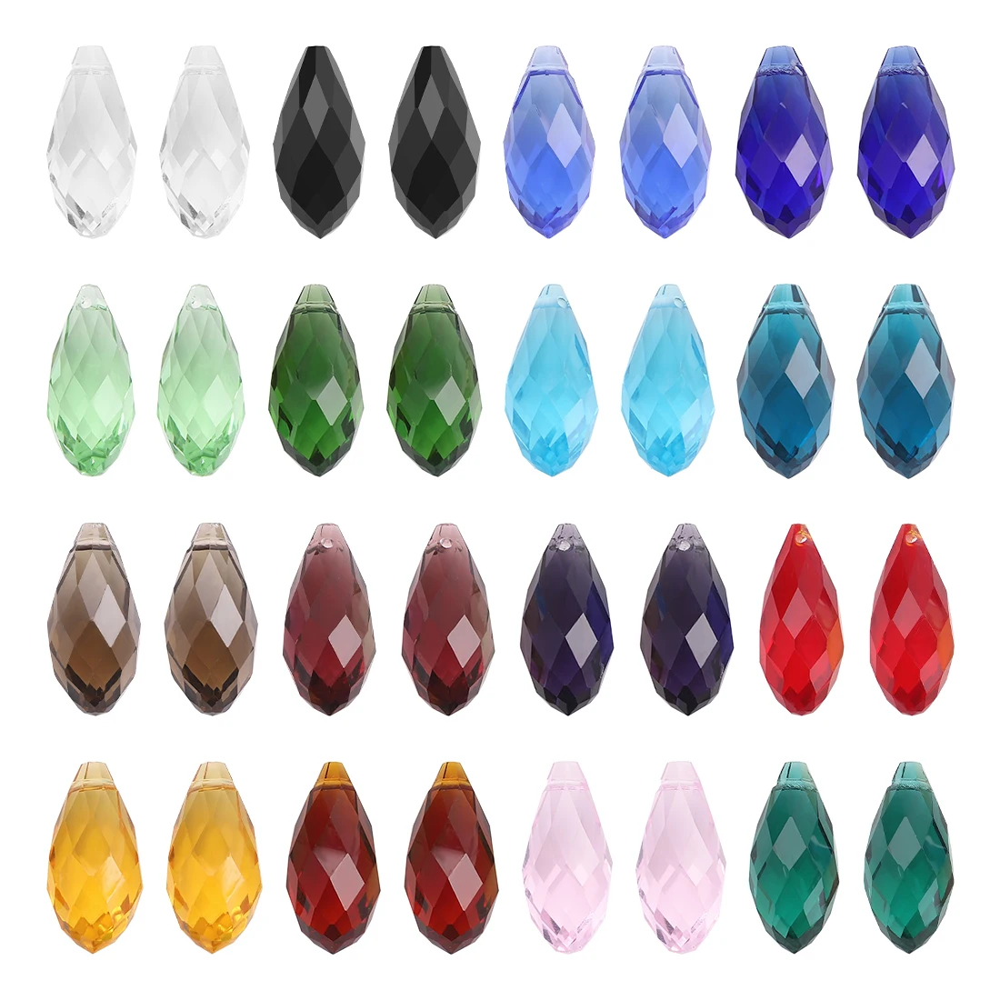 5pcs 12x25mm Charms Crystal Teardrop Bead Faceted Glass Beads Fashion Jewelry Womens Accessories Necklace Earring Pendants