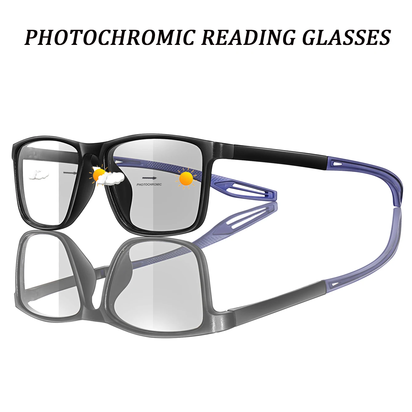 3 Pairs Reading Glasses Photochromic Classic Square Far Sight Presbyopic Glasses Anti Blue Light Blocking Ultralight Eyewear image 3