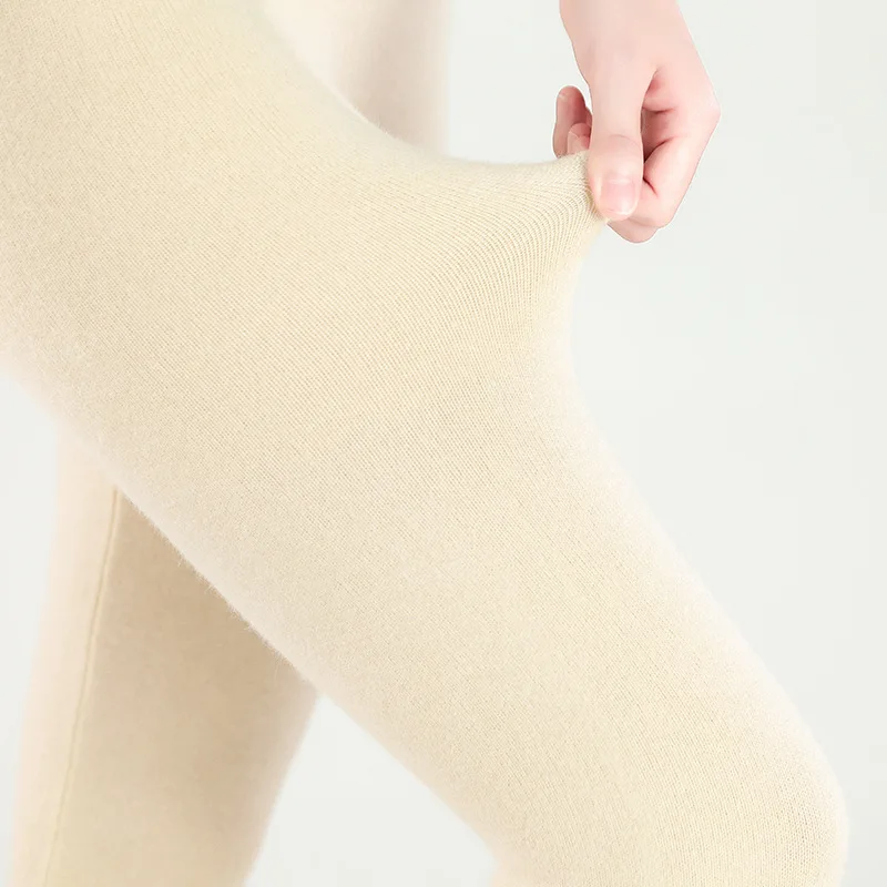 Women's Seamless Thermal Leggings Thickened Knit Pants Non Wool Warm Base Layer