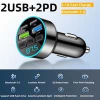 Car Bluetooth 5.0 3.1A Type-C Dual USB Multi functional Car Charger For Phone Car FM Transmitter Cigarette Lighter ﻿Fast Charger