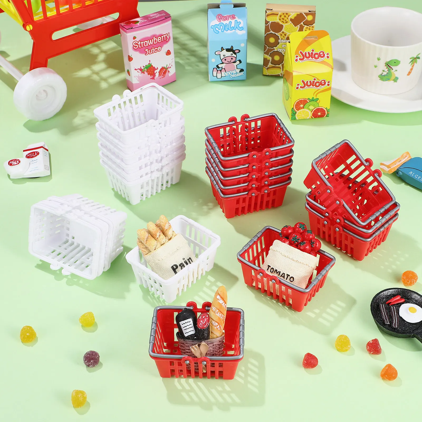 

20Pcs Miniature Shopping Baskets Tiny Realistic Plastic Storage Baskets for Dollhouse Decor DIY Micro Scene Display Kid Craft
