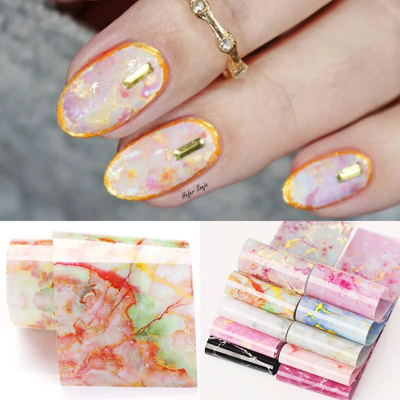 

Nail Art Starry Sky Transfer Sheets Instagram-Worthy Marble Pattern Color Transfer Stickers Adhesive Embellishments