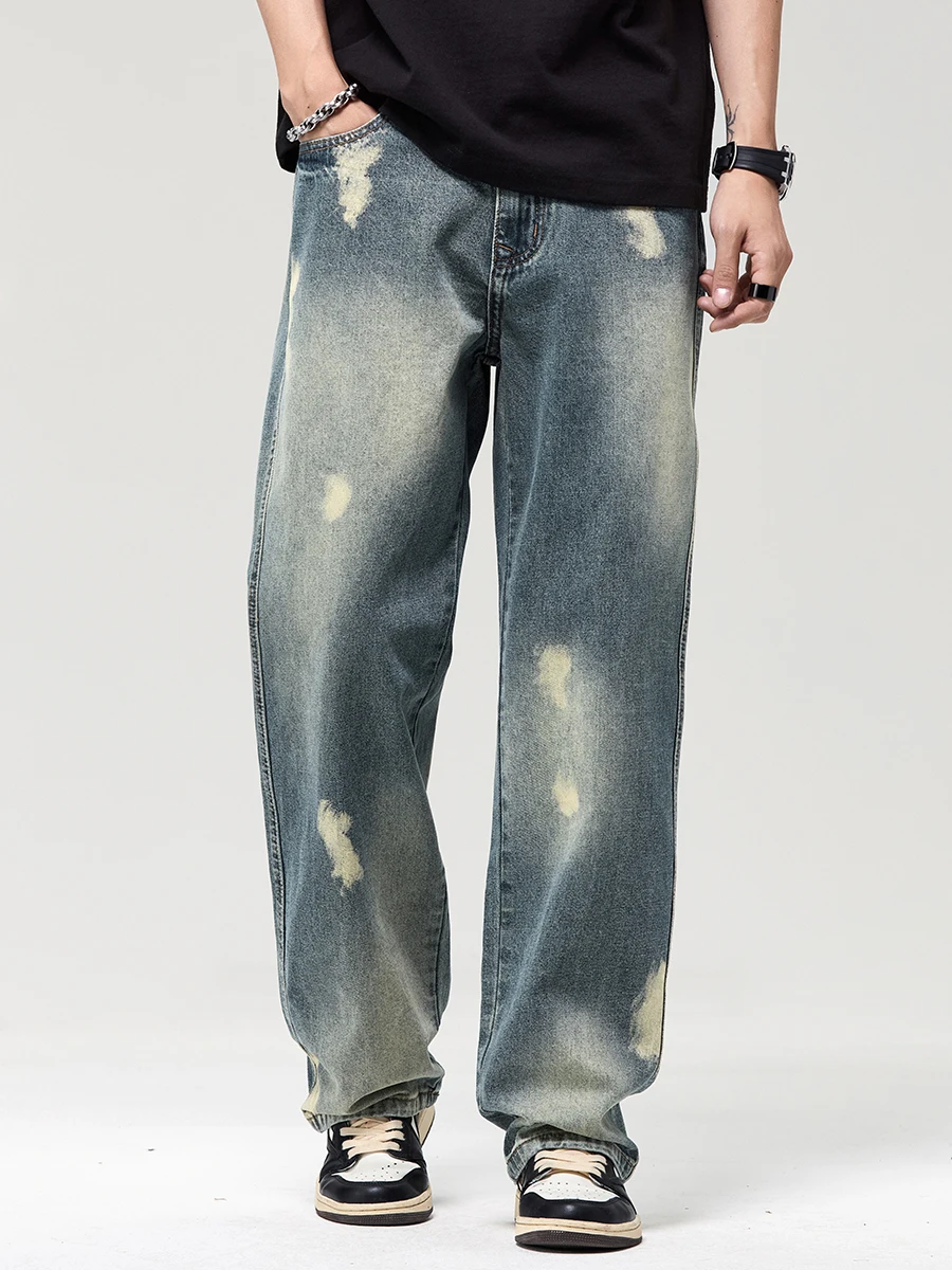 

High-End Men's Straight Leg Jeans Casual High-Waisted Loose Fit American High Street Style Spring Autumn Fashion Trend