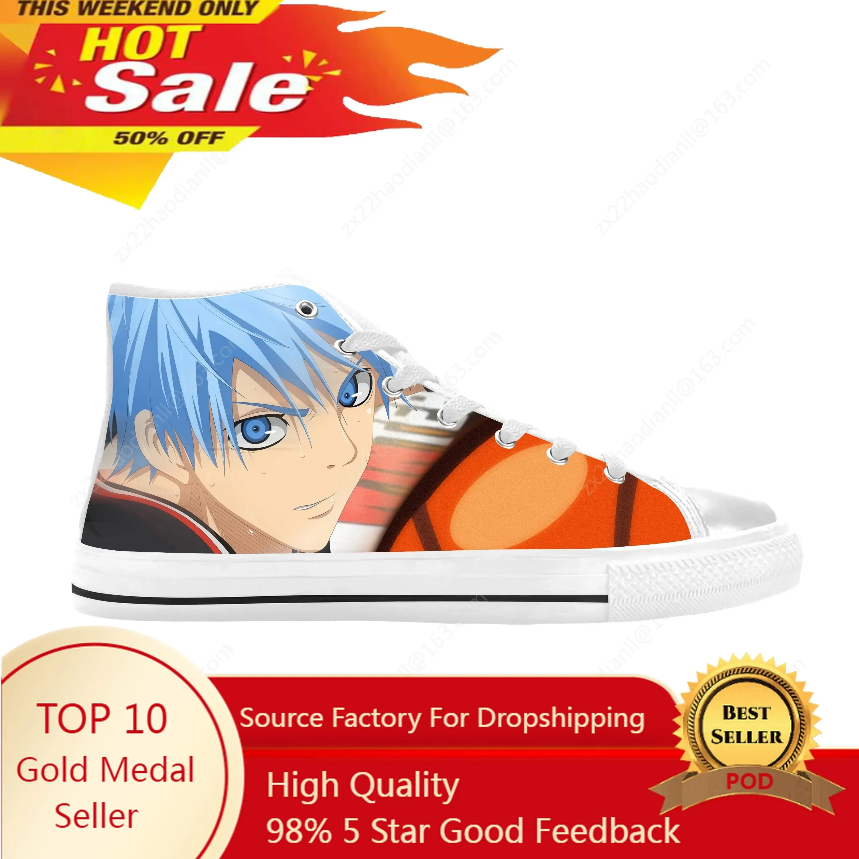 Anime Manga Comic Kuroko No Basket Kuroko Tetsuya Casual Cloth Shoes High Top Comfortable Breathable 3D Print Men Women Sneakers