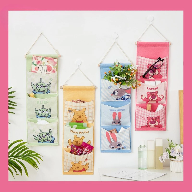 

Disney Wall-mounted Storage Bag Lotso Judy Cute Cartoon Winnie The Pooh Three-layer Large-capacity Portable Clothing Storage Bag
