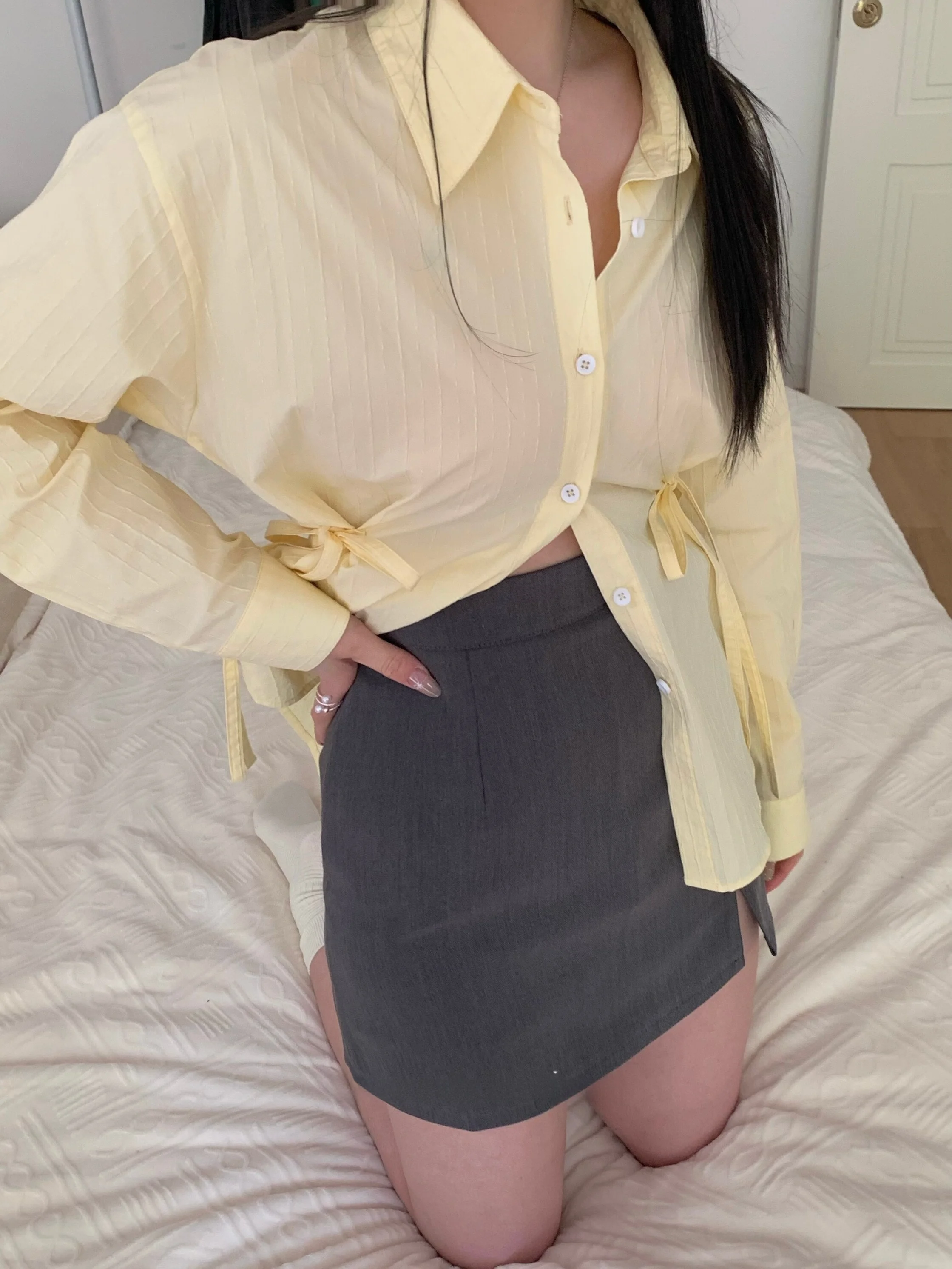 

Cremedelacreme High Waist Asymmetrical Skirt Women's Suit Style Split Design Fashionable Short Skirt for Young Women