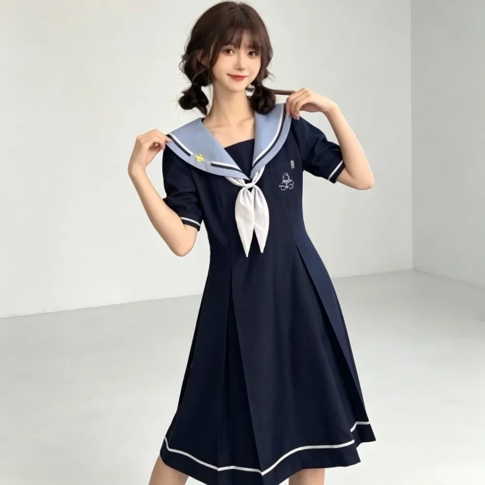 women-short-sleeve-midi-pleated-a-line-dressacademy-navy-collar-slim-waist-outfit-school-uniform-for-daily-campus-anime-cosplay