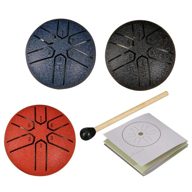 Steel Tongue Drum 3 Inches 6 Notes Hand Pan Drums  Rain Chime Drum Percussion Musical Instruments for Yoga Meditation Lovers