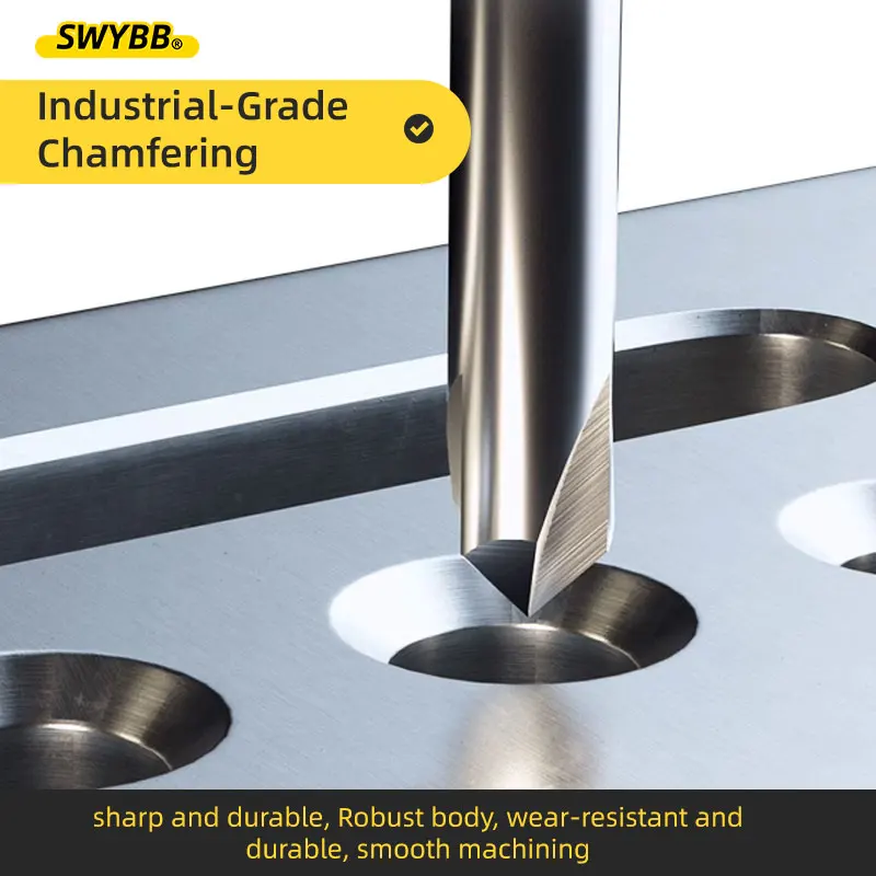 SWYBB 2 Flutes 3 Flutes 60 90 120 Degree Chamfer Milling Cutter Carbide Chamfering Mill Deburring V Grove Router