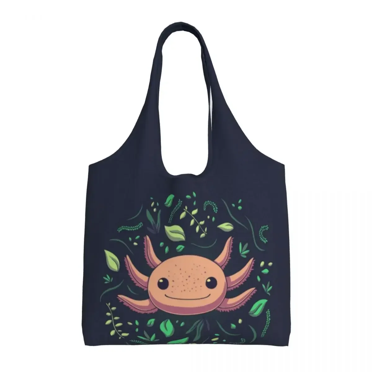 

Многоразовая сумка для покупок Axolotl, женская парусиновая сумка на плечо, моющаяся сумка для покупок в виде саламандра с животными, сумки для покупок