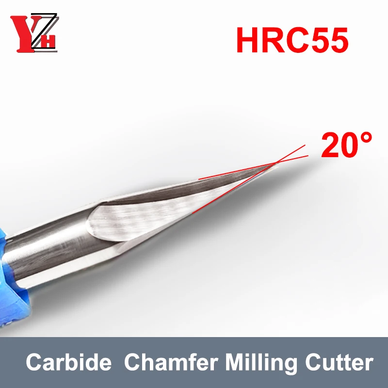 

Customized Carbide Chamfer Milling Cutter 20 Degree HRC55 UnCoated Countersink Chamfering V Groove For Aluminum 4 5 6 8 10mm