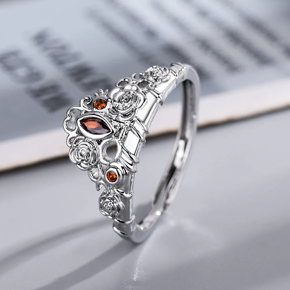 خاتم تاج الأميرة اليكرا للنساء والفتيات ، مطلي بالذهب ، زهرة قابلة للتعديل ، حفلة خطوبة ، إكسسوارات مجوهرات ، هدايا أنيقة