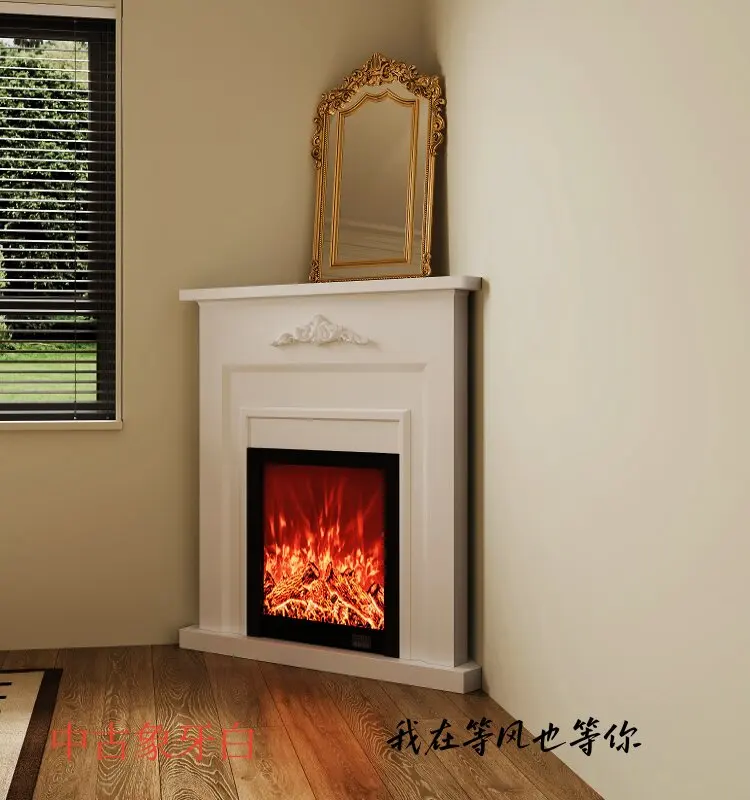 Customized solid wood corner simulation furnace fireplace cabinet American corner entrance decorative cabinet living room triang - view 2