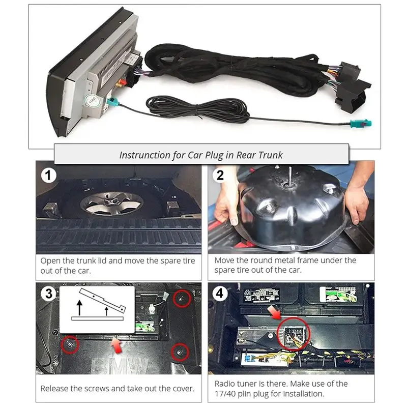 For BMW X5 M3 M5 E46 E38 E39 E53 Fakra Antenna 17+ 40 Pin 6M Extension Wiring Harness Android Head Unit To Radio Power Top-Rated