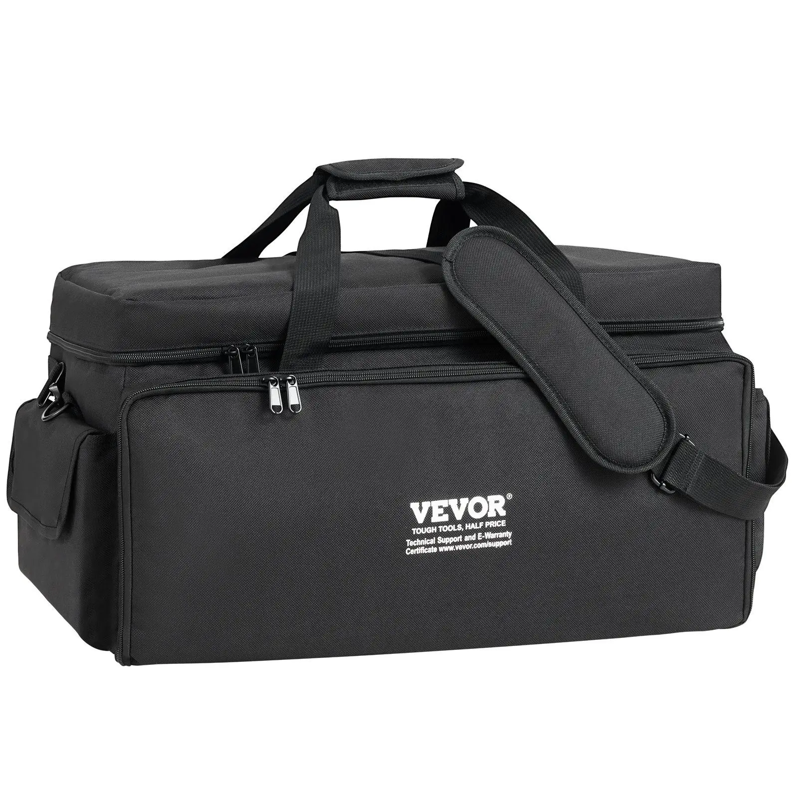 

23.6"x11.8" DJ Cable Bag – 1200D Oxford w/ 9 Dividers – Padded Shoulder Strap & Plastic Base (4.92ft Strap, Gear Organizer)