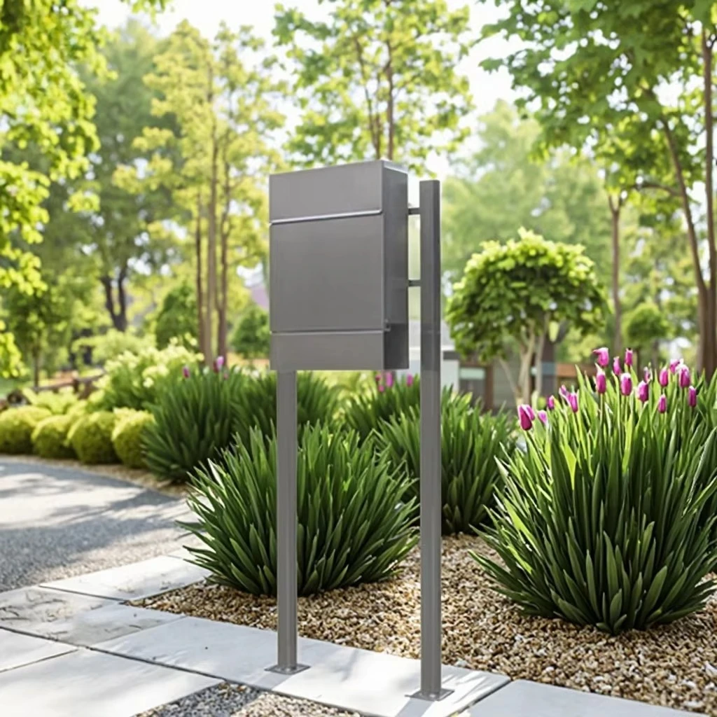 

OEM Morden Stainless Steel Free Standing Postbox Lockable Residential Newspaper Mailbox Outdoor Letterbox Garden/House Used