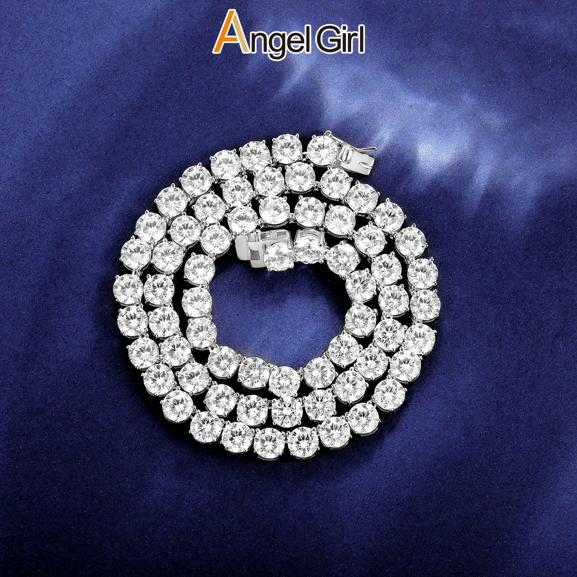 Anti-wear thin link frames stabilize dense moissanite rows for womens 6mm Four-Prong Full Stone Tennis Necklace against daily a