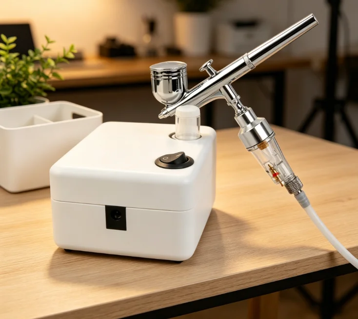 Mini Air Compressor Airbrush Set, Gravity Feed Nail Art Spray Tool Kit 100-240V