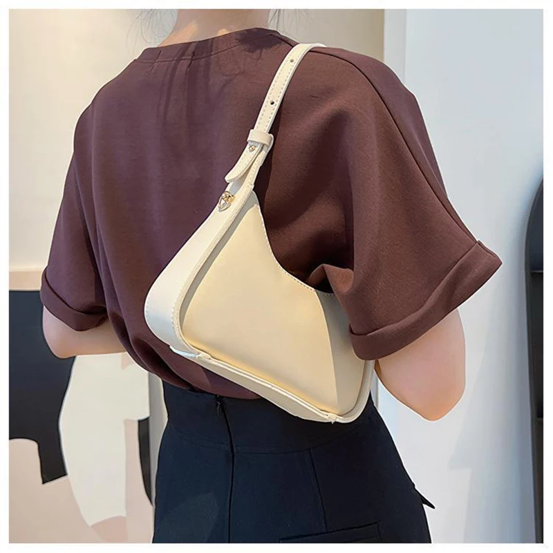 2023 New Women\'s Fashion Handbags Retro Solid Color PU Leather Shoulder Underarm Bag Casual Women Handbags Small Shoulder Bags