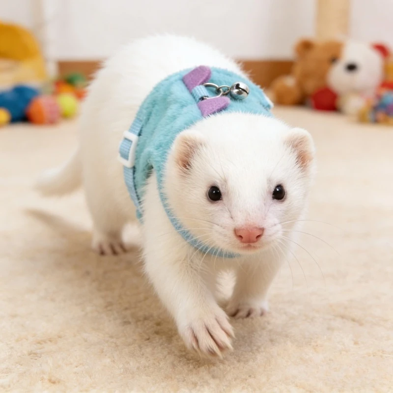 

Adjustable Ferret Harness Set Cute Dinosaur Shape Vest with Bell for Small Pets Rat Mouse Walking Outdoor Safety Traction