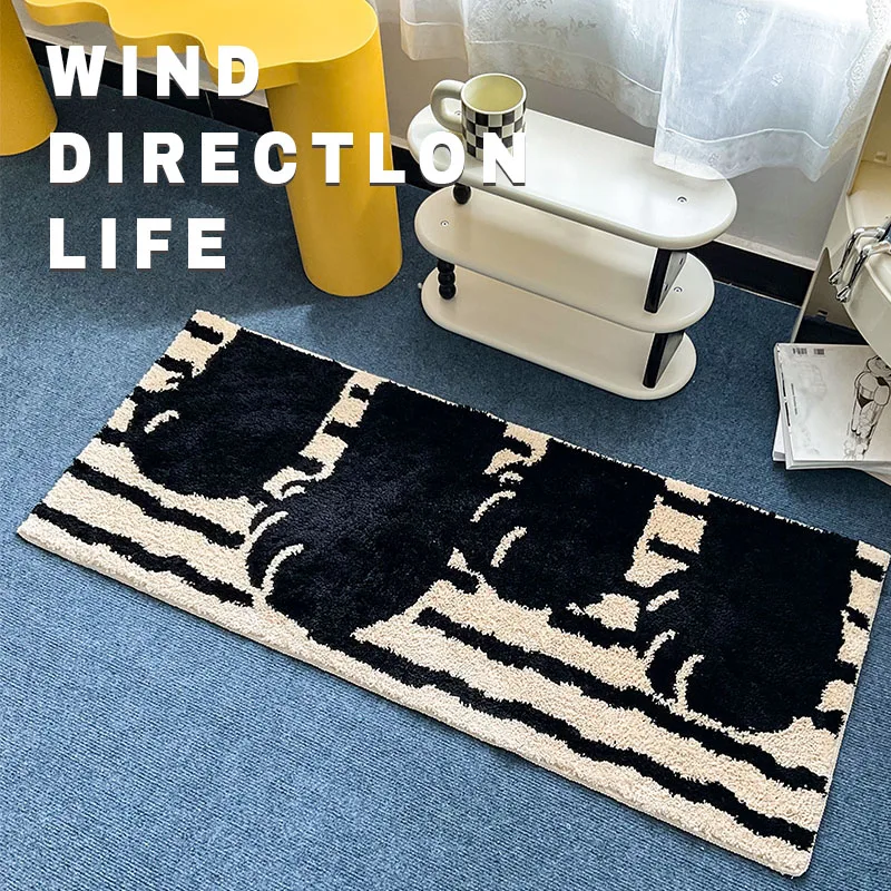 

VIKAMA Cat's Paw Faux Cashmere Rag Rug Soft and Comfortable Bedroom Bedside Rug Floating Window Rug Home Decoration