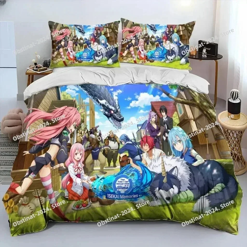 I Got Reincarnated As A Slime Anime Bedding Set Printed single Comforter Quilt Duvet Cover Pillow Case 3 Pieces Kids Adult Size