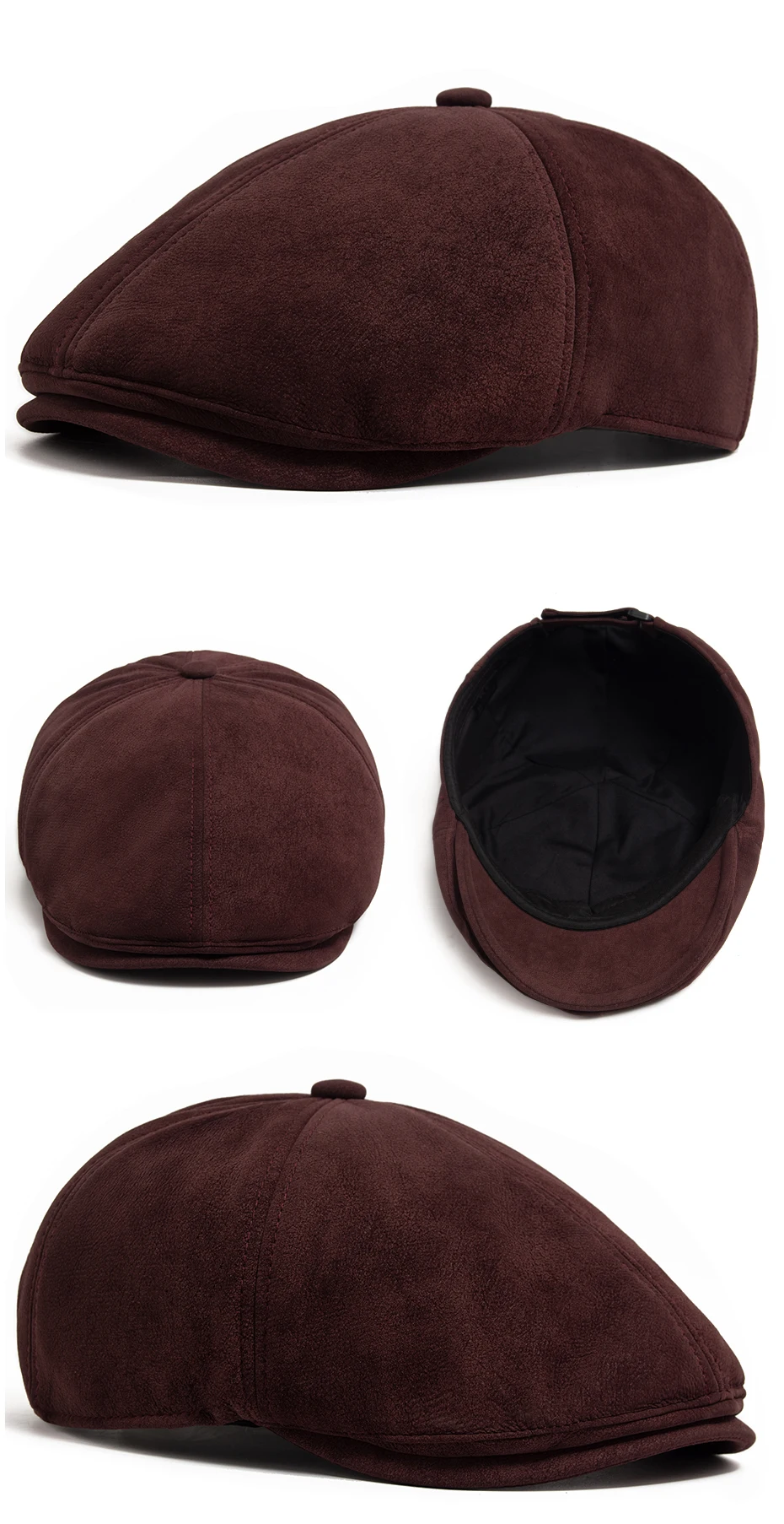 Neue PU Kunstleder Zeitungsjunge Mütze Mode Vintage Männer Frauen Berets Für Frühling Herbst Visier Flachen Hut Casual Retro Hip Hop Caps – Detail 5