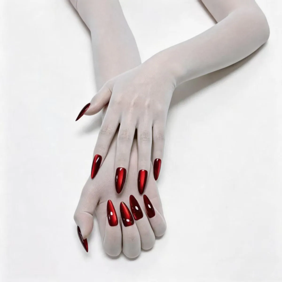 Ultradünne nahtlose Strumpfhandschuhe – 3D-Katzenaugen-Nagelabdeckungen – modische Fünf-Finger-Strumpfhandschuhe – dekorative Handschuhe – Detail 17