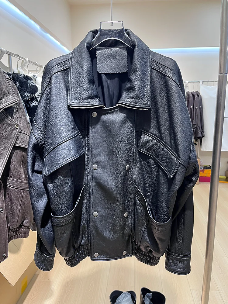 2025 New Fasion Giacca da donna in vera pelle di montone naturale Cappotto da donna in vera pelle di agnello streetwear Giacca da moto outwear