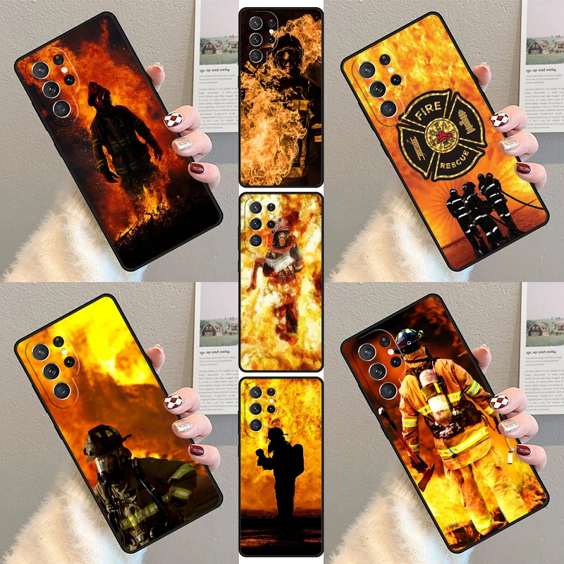 Fire Dept Firefighter Fireman Phone Case For Samsung Galaxy S23 S21 S20 FE S24 S22 Ultra Note20 S10 S9 S8 Plus Silicone Cover