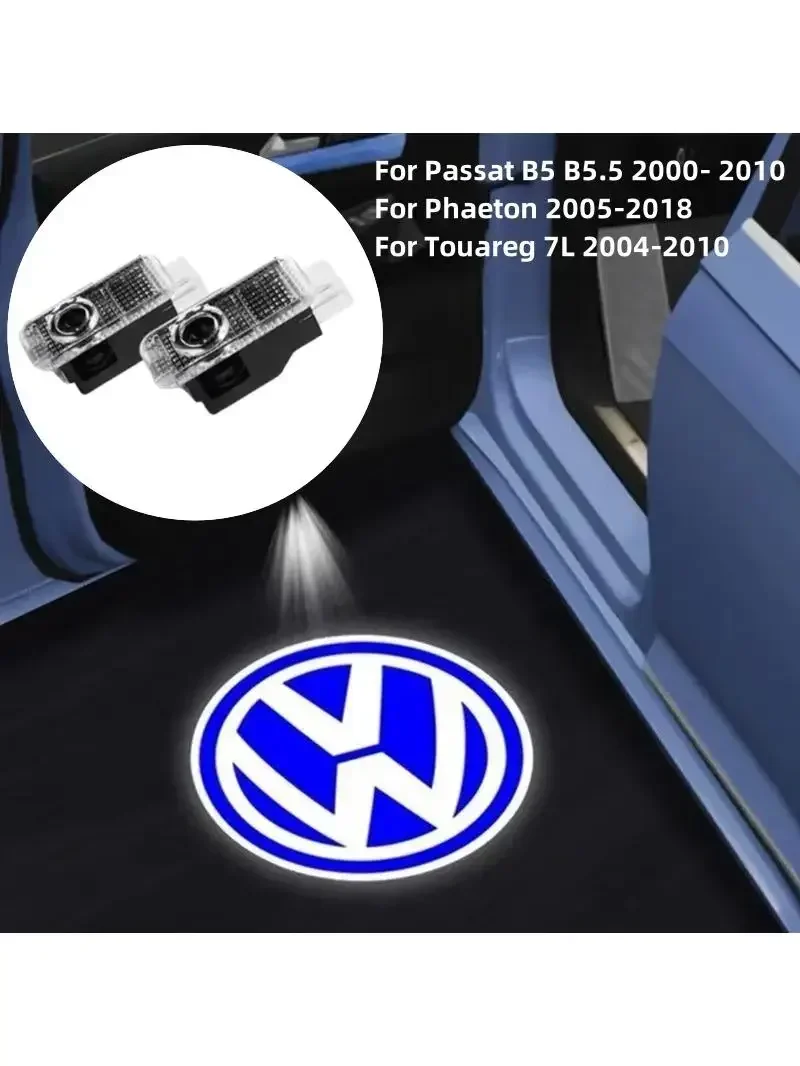 2 szt. LED Lampki Powitalne do Drzwi Samochodowych z Projekcją Logo, Lampki Duchowe do VW Passat B5 B5.5 2000-2010 2009 2008 2007 Phaeton Touareg 7L — 2