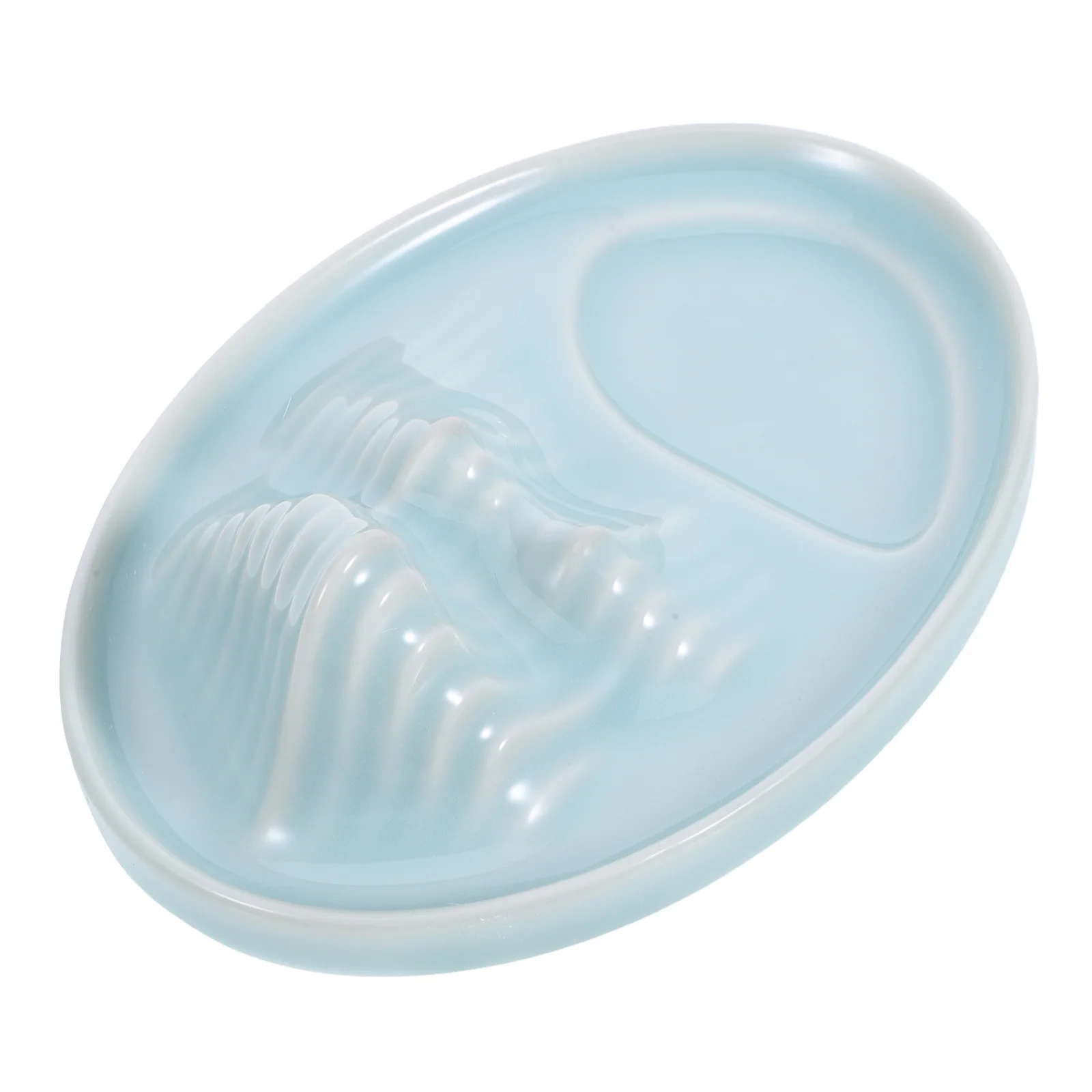 

Multi Functional Ceramic Porcelain Ink Dish Chinese Calligraphy Brush Rest Ink Well Painting Tool Blue Porcelain Inkwell Dish