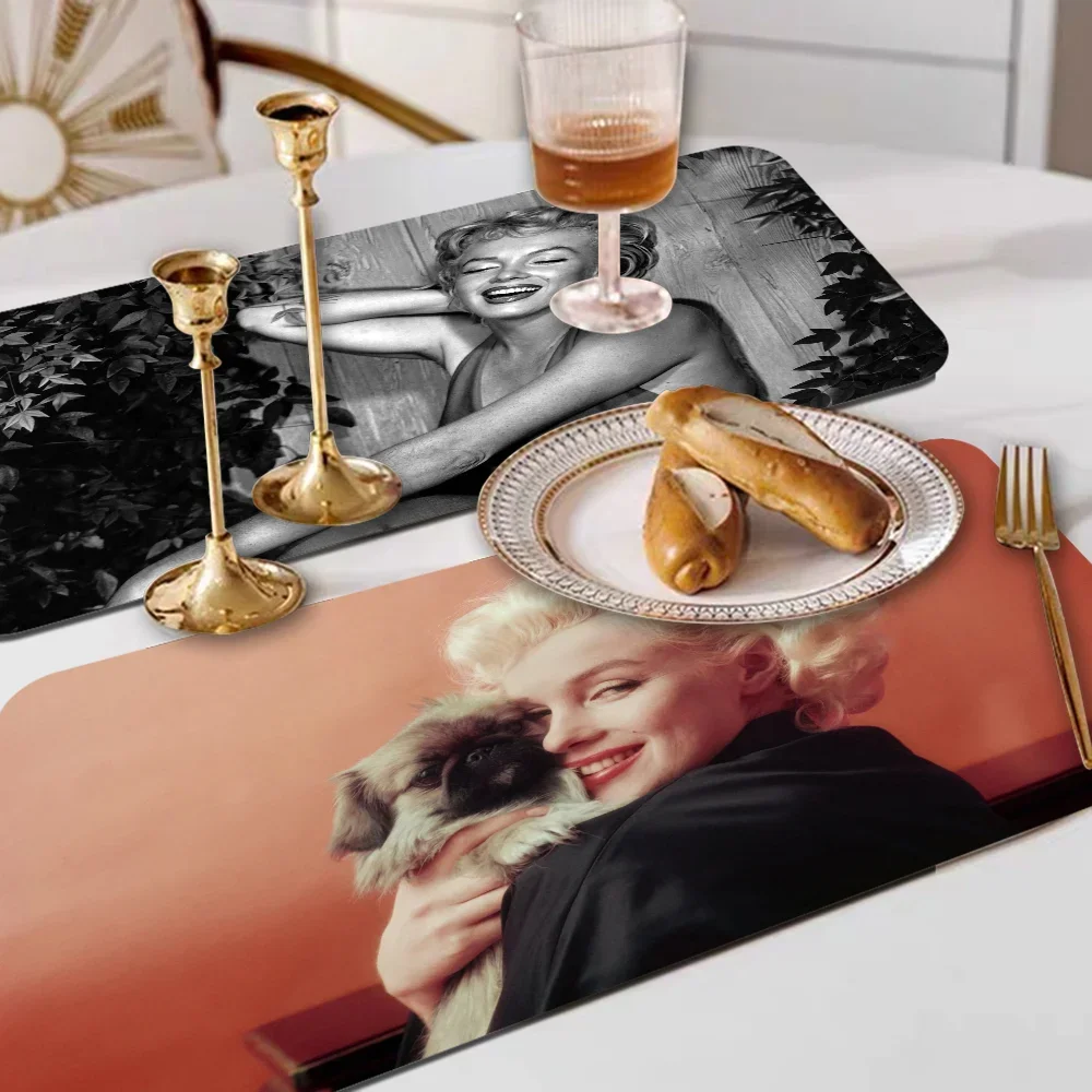 Star Marilyn Monroe Quick Drying Dish Mat Printed Kitchen Tableware Coffee Draining Pad Dinnerware Cup Bottle Placemat